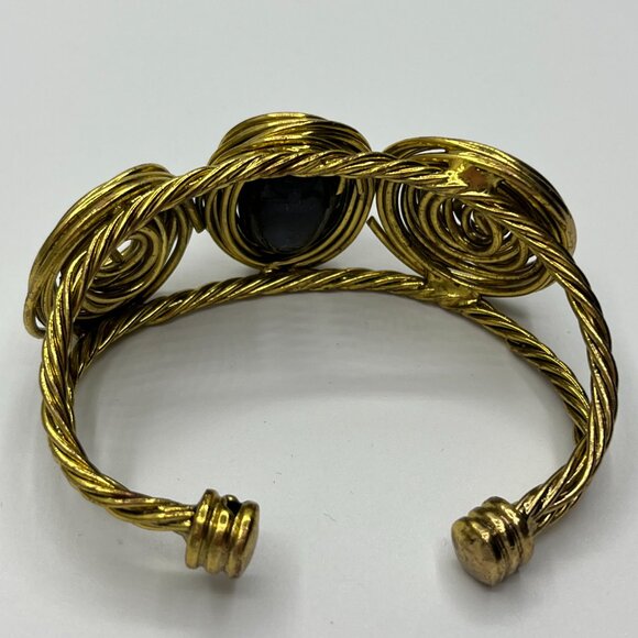 Chunky Modernist Goldtone Twisted Rope Bangle JP185 - Picture 6 of 7